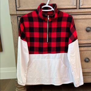 Red and Black Buffalo Plaid Quarter-Zip Pullover